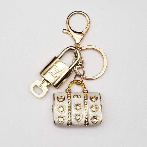 100% Auth Louis Vuitton Lock & Key with unbranded Bagcharm, Keycharm, Keychain - Picture 1 of 6
